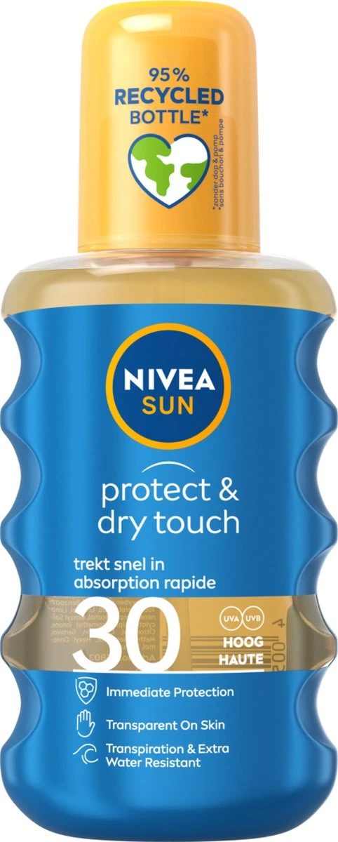 NIVEA SUN Protect & Dry Touch Transparante Zonnespray SPF 30 - 200 Ml 1 NIVEA SUN Protect & Dry Touch Transparante Zonnespray SPF 30 - 200 Ml