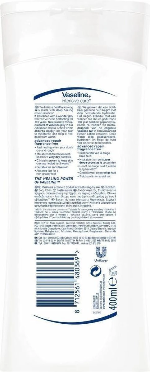Vaseline® Vaseline Advanced Repair Intensive Care Bodylotion - 400 Ml 6 Vaseline® Vaseline Advanced Repair Intensive Care Bodylotion - 400 Ml - Afbeelding 6
