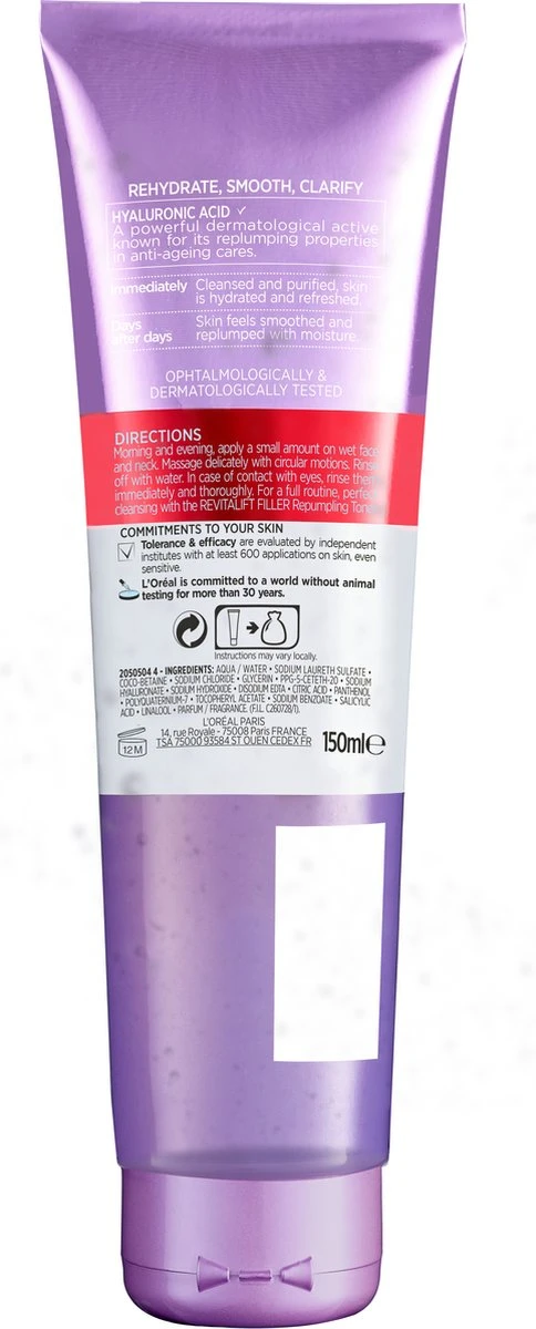 L'Oréal Paris Revitalift Volumegevende Reinigingsgel - Gezichtsreiniger Met Hyaluronzuur - 150 Ml 5 L'Oréal Paris Revitalift Volumegevende Reinigingsgel - Gezichtsreiniger Met Hyaluronzuur - 150 Ml - Afbeelding 5
