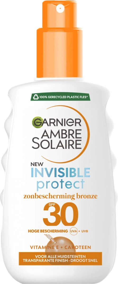 Garnier Ambre Solaire Invisible Protect Refresh Transparante Bronze Zonnebrandspray SPF 30 - 200ml 1 Garnier Ambre Solaire Invisible Protect Refresh Transparante Bronze Zonnebrandspray SPF 30 - 200ml