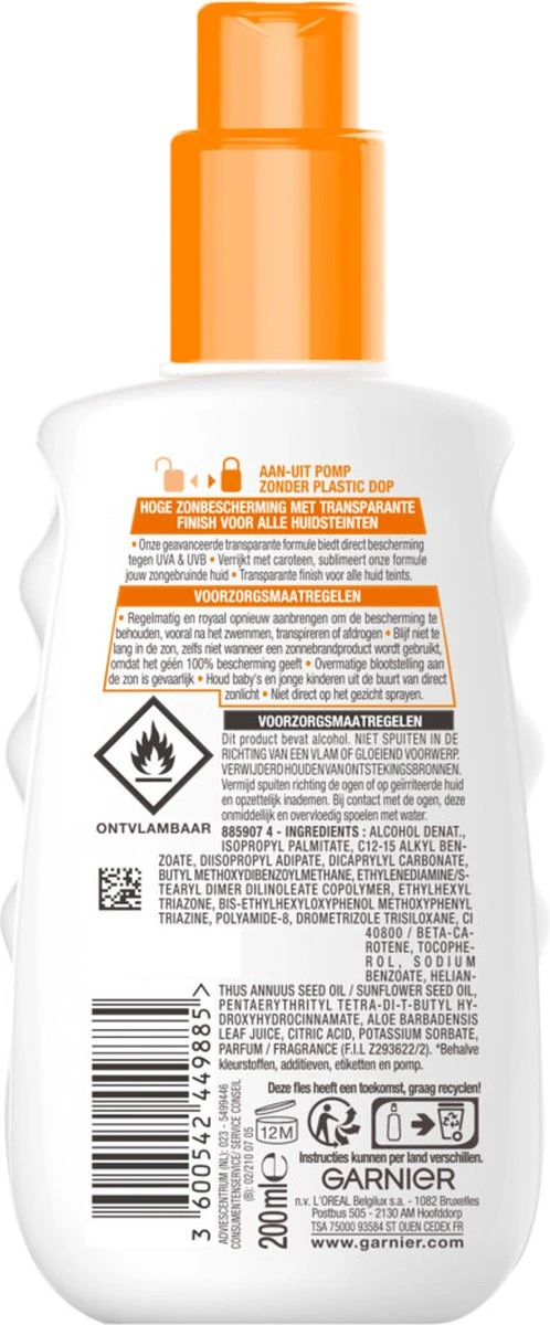 Garnier Ambre Solaire Invisible Protect Refresh Transparante Bronze Zonnebrandspray SPF 30 - 200ml 2 Garnier Ambre Solaire Invisible Protect Refresh Transparante Bronze Zonnebrandspray SPF 30 - 200ml - Afbeelding 2
