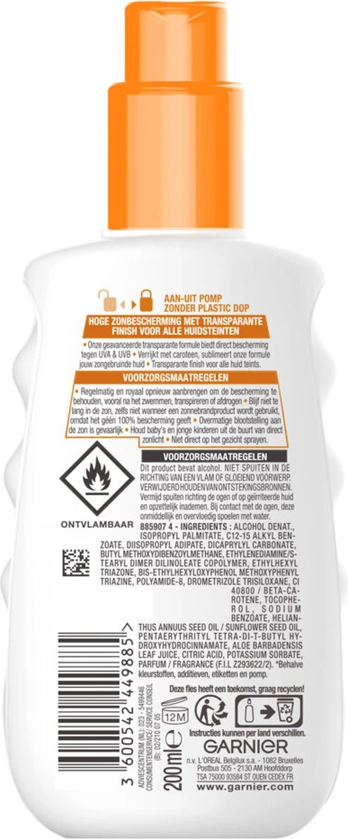 Garnier Ambre Solaire Invisible Protect Refresh Transparante Bronze Zonnebrandspray SPF 30 - 200ml 6 Garnier Ambre Solaire Invisible Protect Refresh Transparante Bronze Zonnebrandspray SPF 30 - 200ml - Afbeelding 6