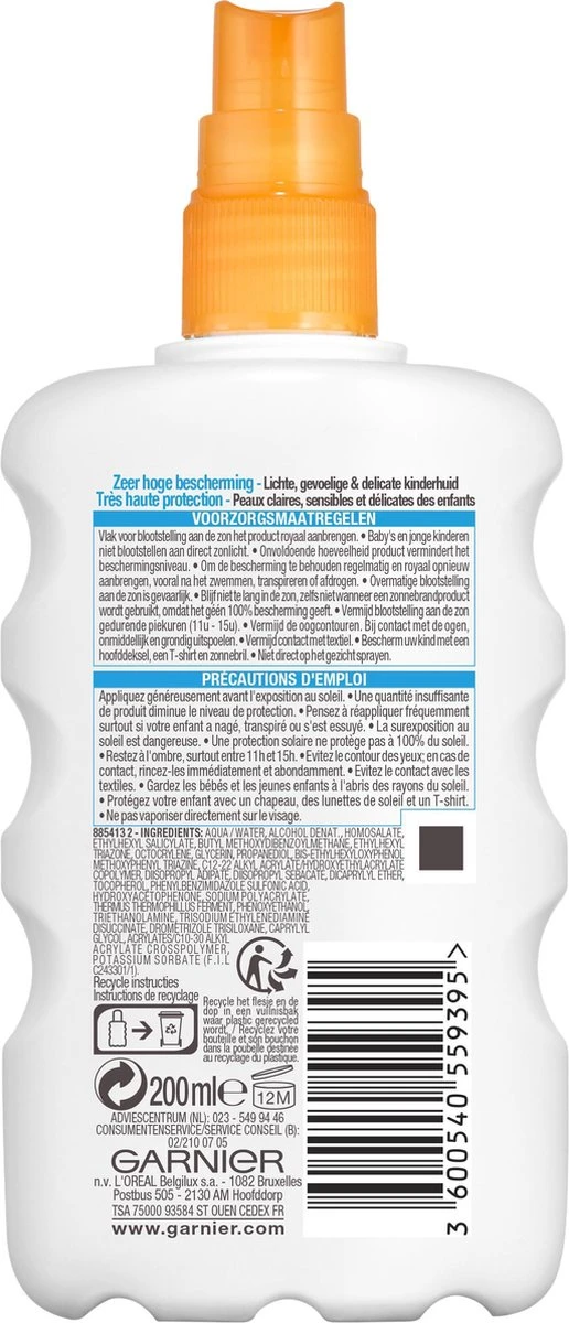 Garnier Ambre Solaire Kids Zonnebrandspray SPF 50+ - Zonnebrand Voor De Kinderhuid - 200 Ml 2 Garnier Ambre Solaire Kids Zonnebrandspray SPF 50+ - Zonnebrand Voor De Kinderhuid - 200 Ml - Afbeelding 2
