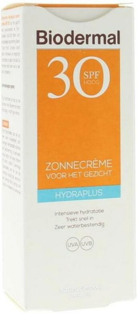 Biodermal Zonnebrand - Zonnebrandcreme Gezicht - Hydraplus Face SPF30 50ml 10 Biodermal Zonnebrand - Zonnebrandcreme Gezicht - Hydraplus Face SPF30 50ml - Afbeelding 10