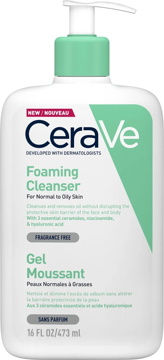 CeraVe - Foaming Cleanser - Reinigingsgel - Normale Tot Vette Huid - 473 Ml 1 CeraVe - Foaming Cleanser - Reinigingsgel - Normale Tot Vette Huid - 473 Ml