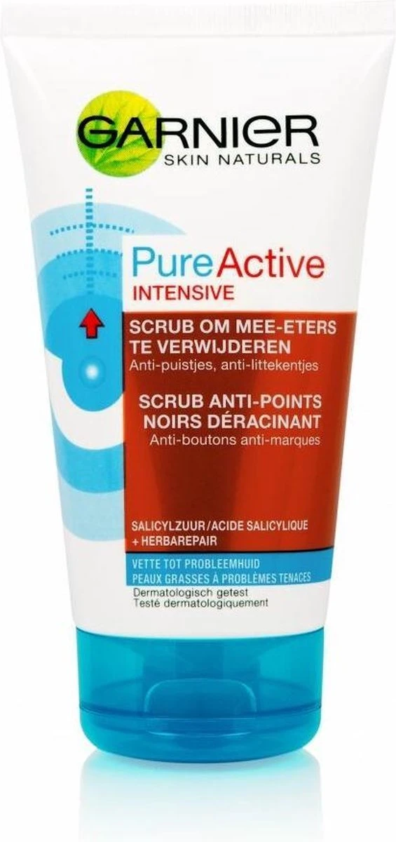 Garnier Skinactive Face PureActive Intensive Scrub Tegen Mee-Eters En Puistjes- 150ml X 2 - Scrub 1 Garnier Skinactive Face PureActive Intensive Scrub Tegen Mee-Eters En Puistjes- 150ml X 2 - Scrub