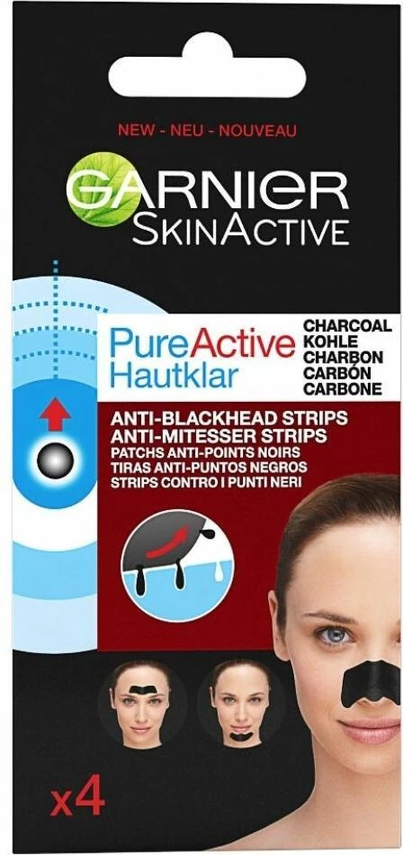 Garnier SkinActive Neus Strips Charcoal - 4 Stuks 1 Garnier SkinActive Neus Strips Charcoal - 4 Stuks