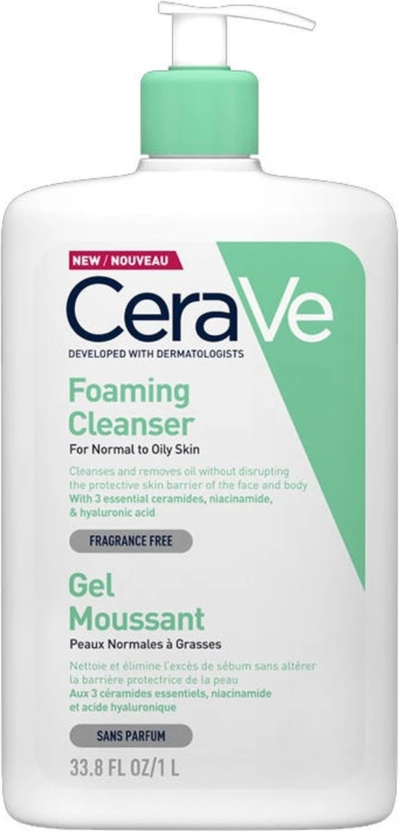 CeraVe - Foaming Cleanser - Reinigingsgel - Normale Tot Vette Huid - 1000 Ml 1 CeraVe - Foaming Cleanser - Reinigingsgel - Normale Tot Vette Huid - 1000 Ml