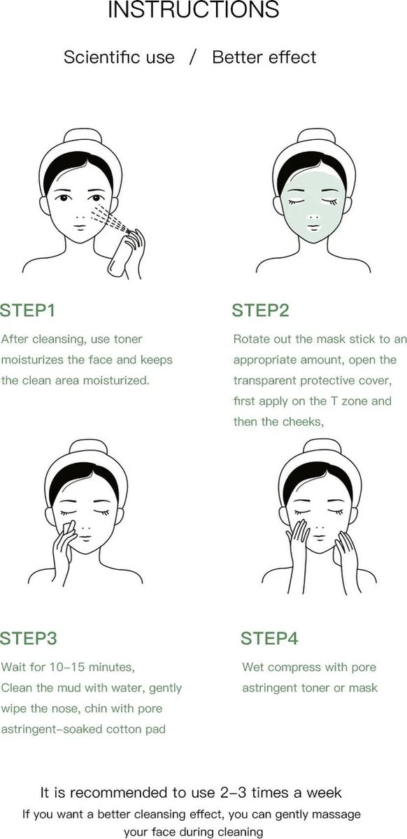 Merkloos Green Mask Stick - Huidverzorging - Gezichtsmasker - Kleimasker - Mee Eters & Acne Verwijderen - Acne Verzorging - Vette Huid - Mee-eter Verwijderaar - Poriën Reiniger -Blackhead - Verzachtend -Verkoelend - Dermatologisch Getest 6 Merkloos Green Mask Stick - Huidverzorging - Gezichtsmasker - Kleimasker - Mee Eters & Acne Verwijderen - Acne Verzorging - Vette Huid - Mee-eter Verwijderaar - Poriën Reiniger -Blackhead - Verzachtend -Verkoelend - Dermatologisch Getest - Afbeelding 6
