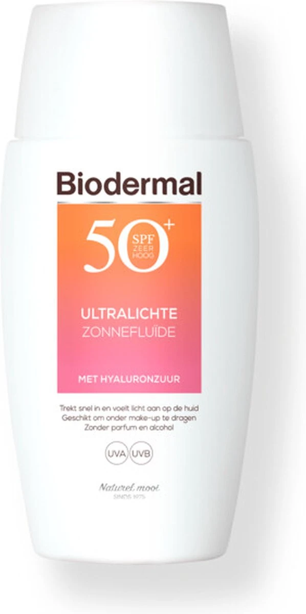 Biodermal Ultralichte Zonnefluide - Zonnebrand Met SPF50+ - Met Hyaluronzuur - Zonnebrand Gezicht 1 Biodermal Ultralichte Zonnefluide - Zonnebrand Met SPF50+ - Met Hyaluronzuur - Zonnebrand Gezicht