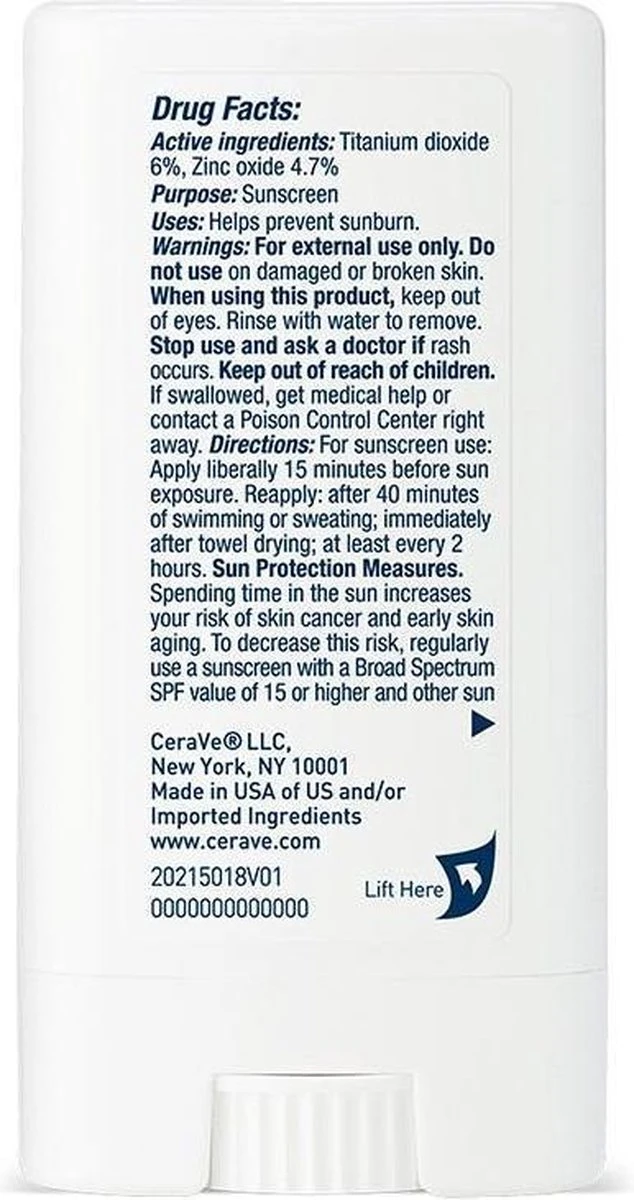 CeraVe Minerale Zonnebrandcrème Stick SPF 50 2 CeraVe Minerale Zonnebrandcrème Stick SPF 50 - Afbeelding 2