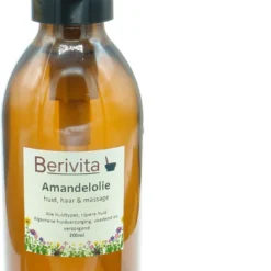 Amandelolie Puur 200ml Pompfles - Glas - Zoete Amandel Olie Voor Huid En Haren - Sweet Almond Oil