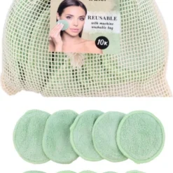 Merkloos LifeProducts4You Herbruikbare Wattenschijfjes - Zoogcompressen - Gezichtsreiniger - Make Up Remover - Wasbare Wattenschijfjes - Zero Waste - 3 Laags - Duurzame & Biologische - Gratis Waszakje - 10 Stuks