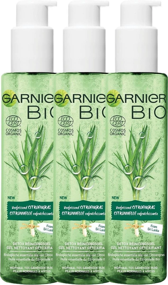 Garnier Bio Detox Reinigingsgel Verfrissende Citroengras - 3 X 150 Ml 1 Garnier Bio Detox Reinigingsgel Verfrissende Citroengras - 3 X 150 Ml