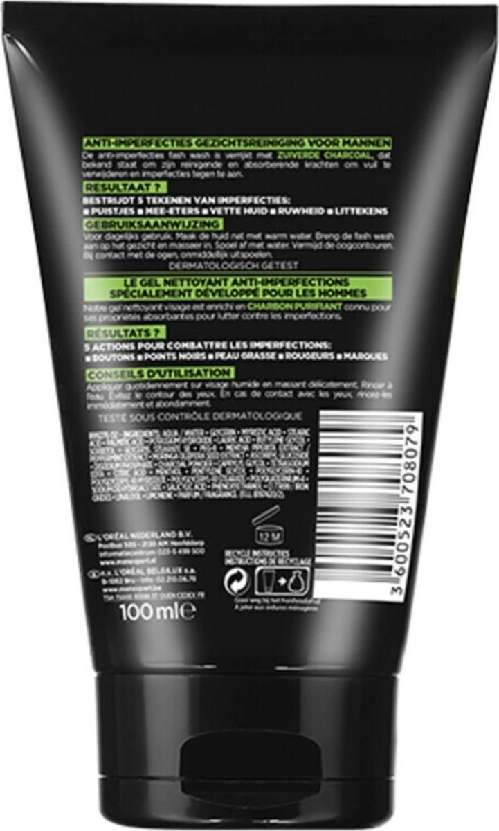 L’Oréal Paris Men Expert Pure Charcoal Gezichtsreiniging - 6 X 100 Ml - Voordeelverpakking 2 L’Oréal Paris Men Expert Pure Charcoal Gezichtsreiniging - 6 X 100 Ml - Voordeelverpakking - Afbeelding 2