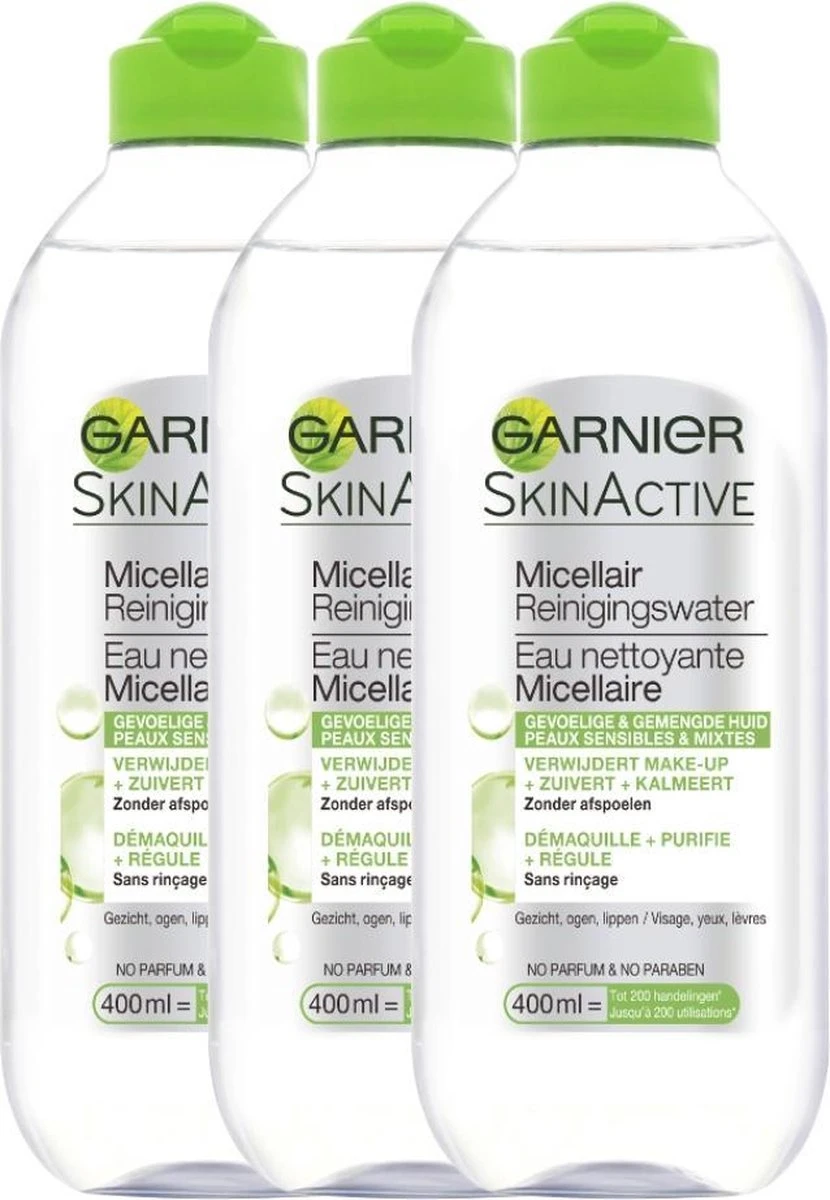 Garnier SkinActive - Micellair Reinigingswater Gemengde Huid - 3 X 400ml - Micellair Water Voordeelverpakking 1 Garnier SkinActive - Micellair Reinigingswater Gemengde Huid - 3 X 400ml - Micellair Water Voordeelverpakking