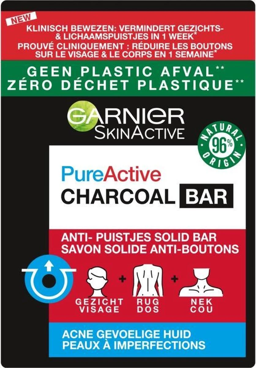 Garnier SkinActive Pure Active Charcoal Gezichtsreinigings Bar 100 Gr 1 Garnier SkinActive Pure Active Charcoal Gezichtsreinigings Bar 100 Gr
