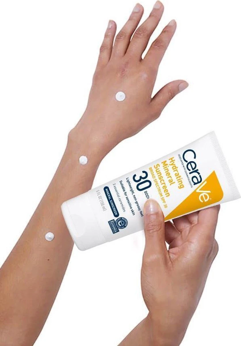 CeraVe Hydraterende Minerale Zonnebrandcrème SPF 30 Bodylotion - 150 Ml 5 CeraVe Hydraterende Minerale Zonnebrandcrème SPF 30 Bodylotion - 150 Ml - Afbeelding 5