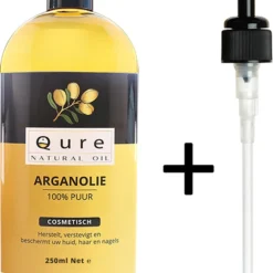 Arganolie 250ml + Pompje | Voor Haar, Huid En Gezicht |100% Puur & Onbewerkt | Moroccan Argan Oil