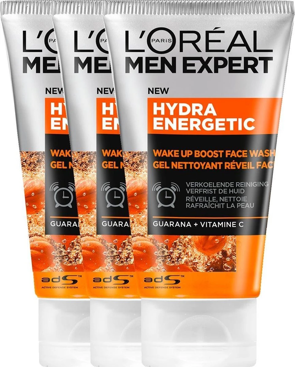 L’Oréal Paris Men Expert Hydra Energetic Gezichtsreiniger - 3 X 100 Ml - Voordeelverpakking 1 L’Oréal Paris Men Expert Hydra Energetic Gezichtsreiniger - 3 X 100 Ml - Voordeelverpakking