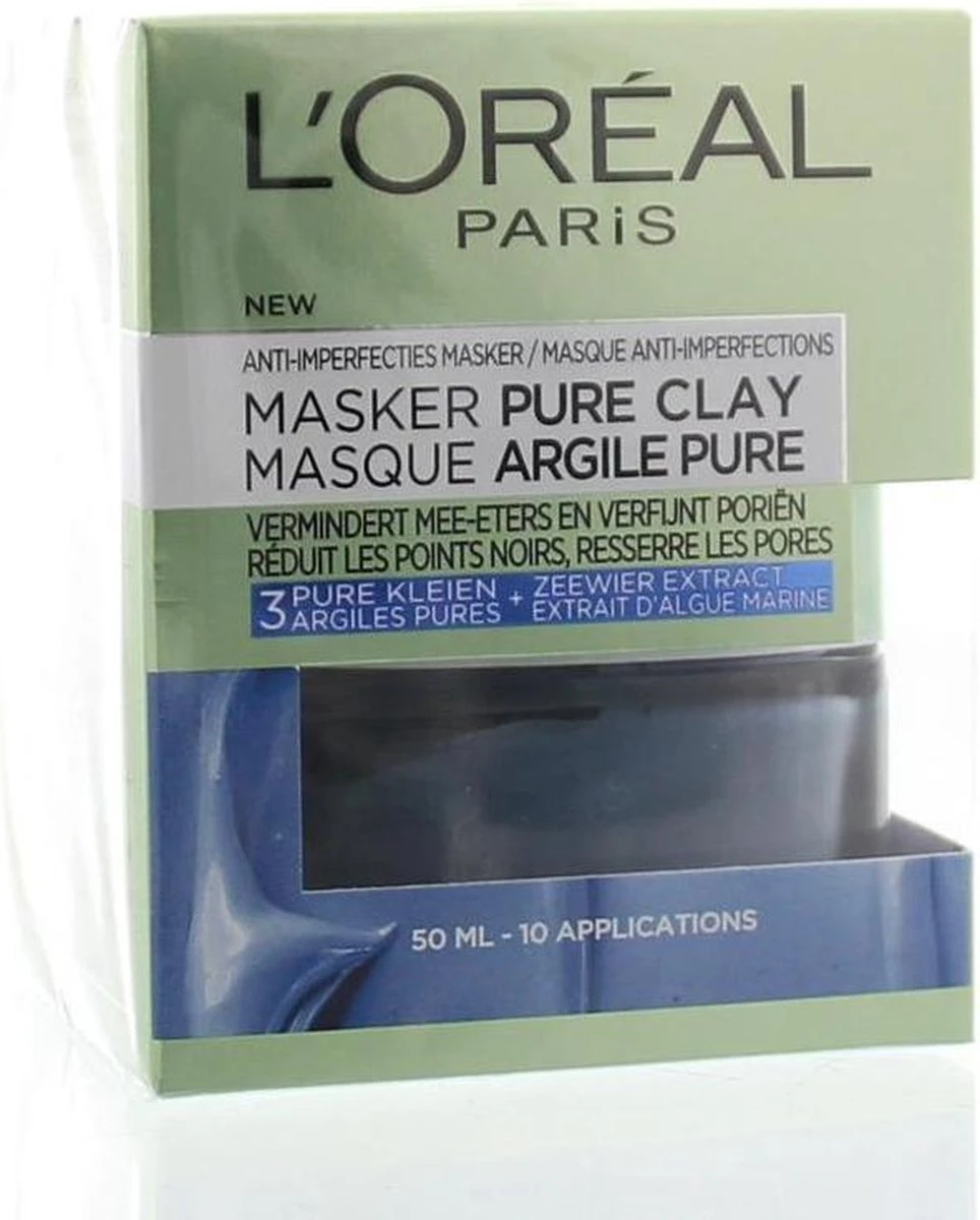 L'Oréal Paris Anti Imperfecties Pure Clay Gezichtsmasker - 50 Ml - Verminderd Mee-eters 12 L'Oréal Paris Anti Imperfecties Pure Clay Gezichtsmasker - 50 Ml - Verminderd Mee-eters - Afbeelding 12