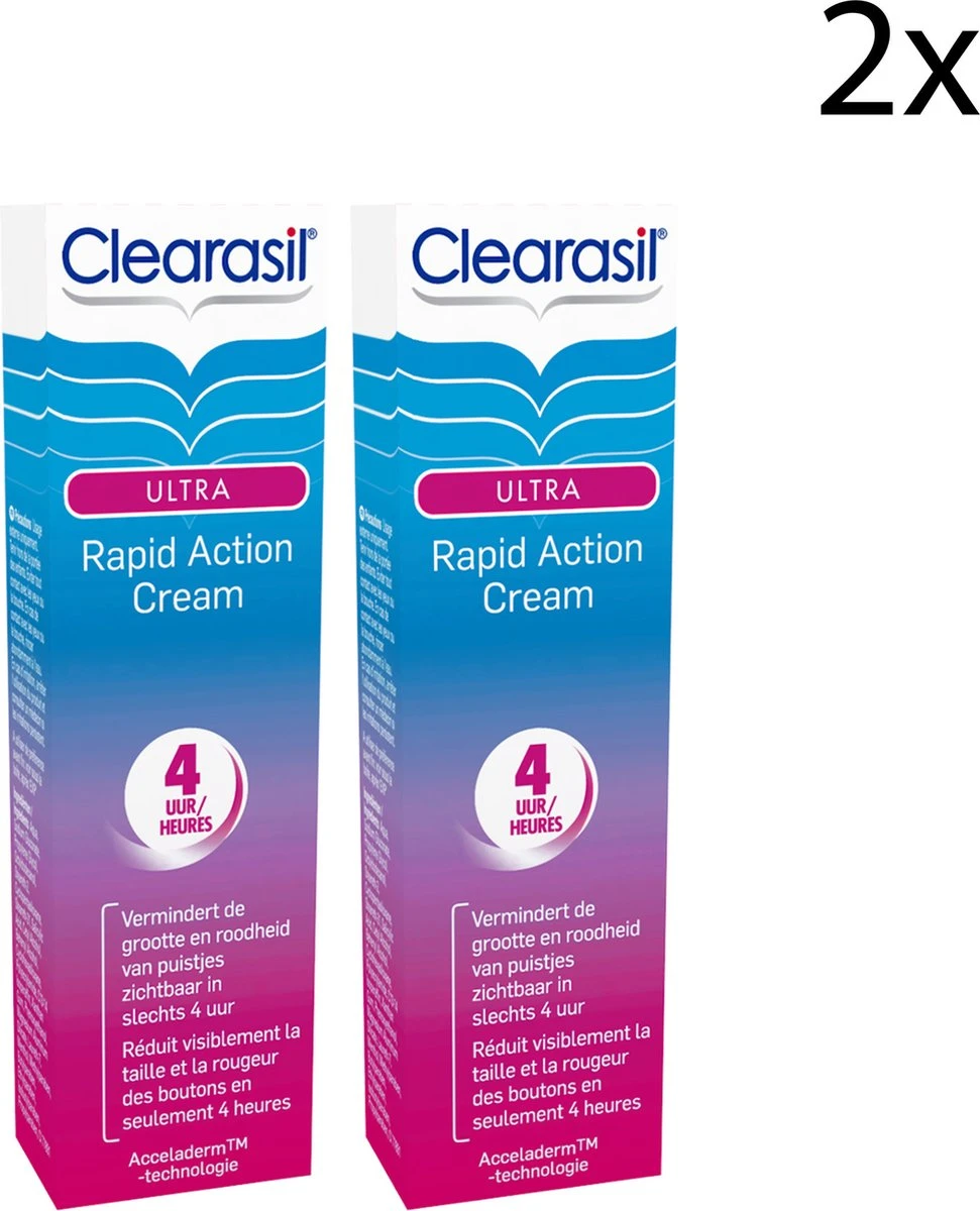 Clearasil Ultra Rapid Action Cream - Behandelingscrème - 2 X 15 Ml 1 Clearasil Ultra Rapid Action Cream - Behandelingscrème - 2 X 15 Ml