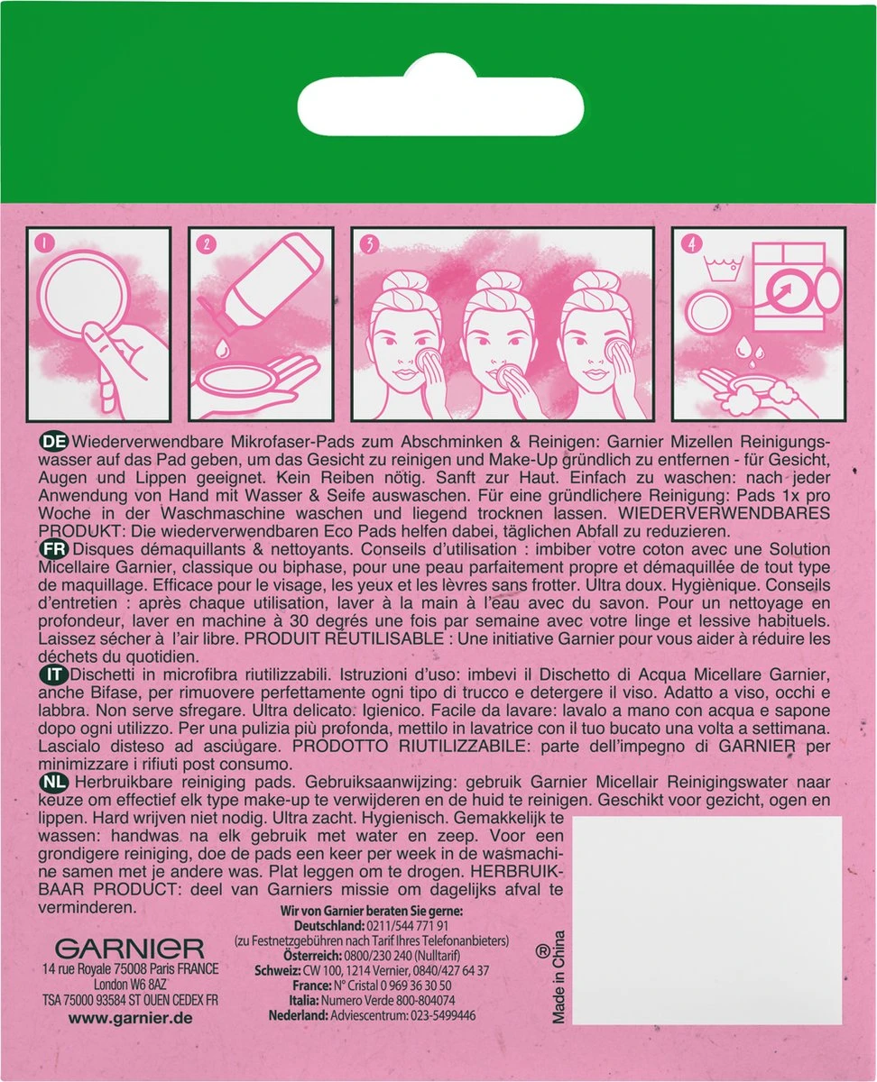 Garnier SkinActive Eco Pads - Herbruikbare Wattenschijfjes - 3 Stuks - Duurzame Gezichtsreiniging 10 Garnier SkinActive Eco Pads - Herbruikbare Wattenschijfjes - 3 Stuks - Duurzame Gezichtsreiniging - Afbeelding 10